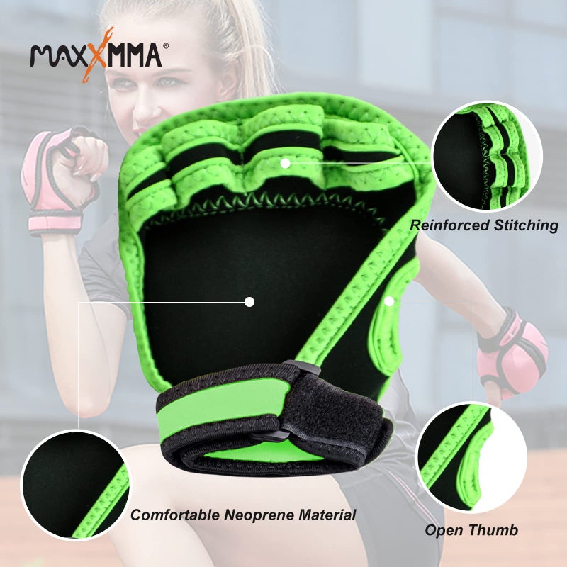 MaxxMMA Adjustable Weighted Gloves, 2 lb. Set - Removable Weight (2 x 0.5 lb. Each Glove) for Sculpting MMA Kickboxing Cardio Aerobics Hand Speed Coordination Shoulder Strength (Black) - Image 3